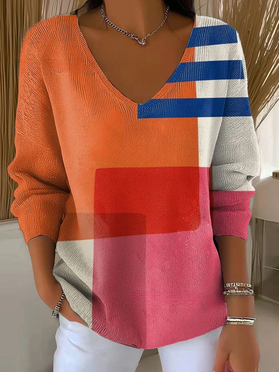 Mia – Colorful Sweater with V-Neck