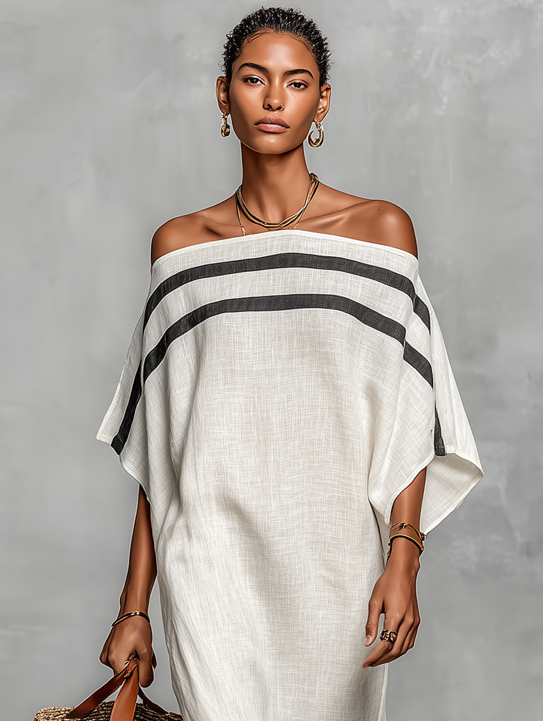Thérèse | Robe Maxi en Lin Épaules Dénudées