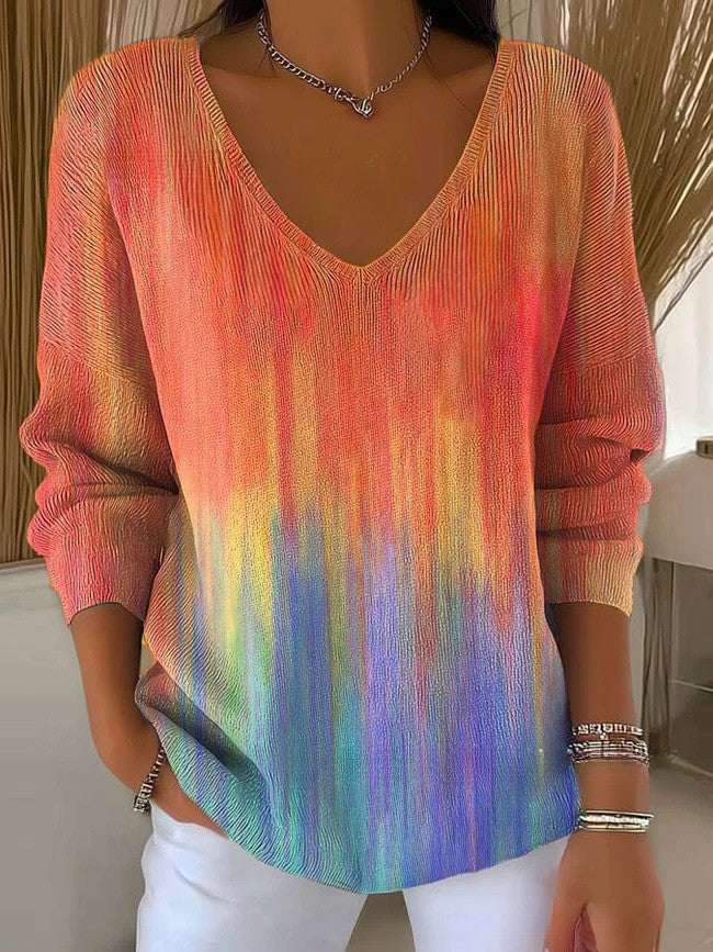Ella – Colorful Sweater with V-Neck