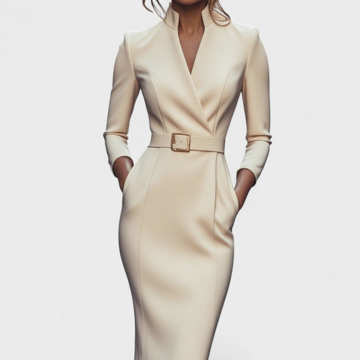 Elisa - Refined Dress with Belt and Collar