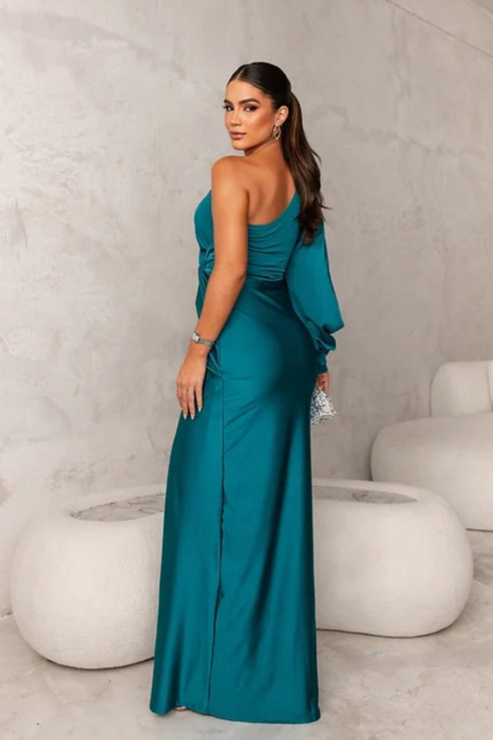 Estella - One-Sleeve Elegant Wedding Guest Maxi Dress