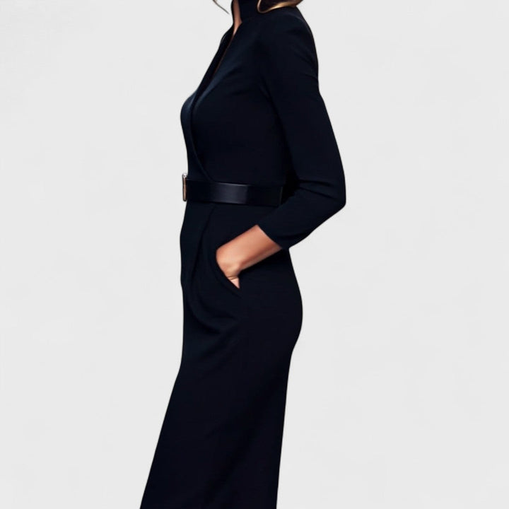 Elisa - Refined Dress with Belt and Collar