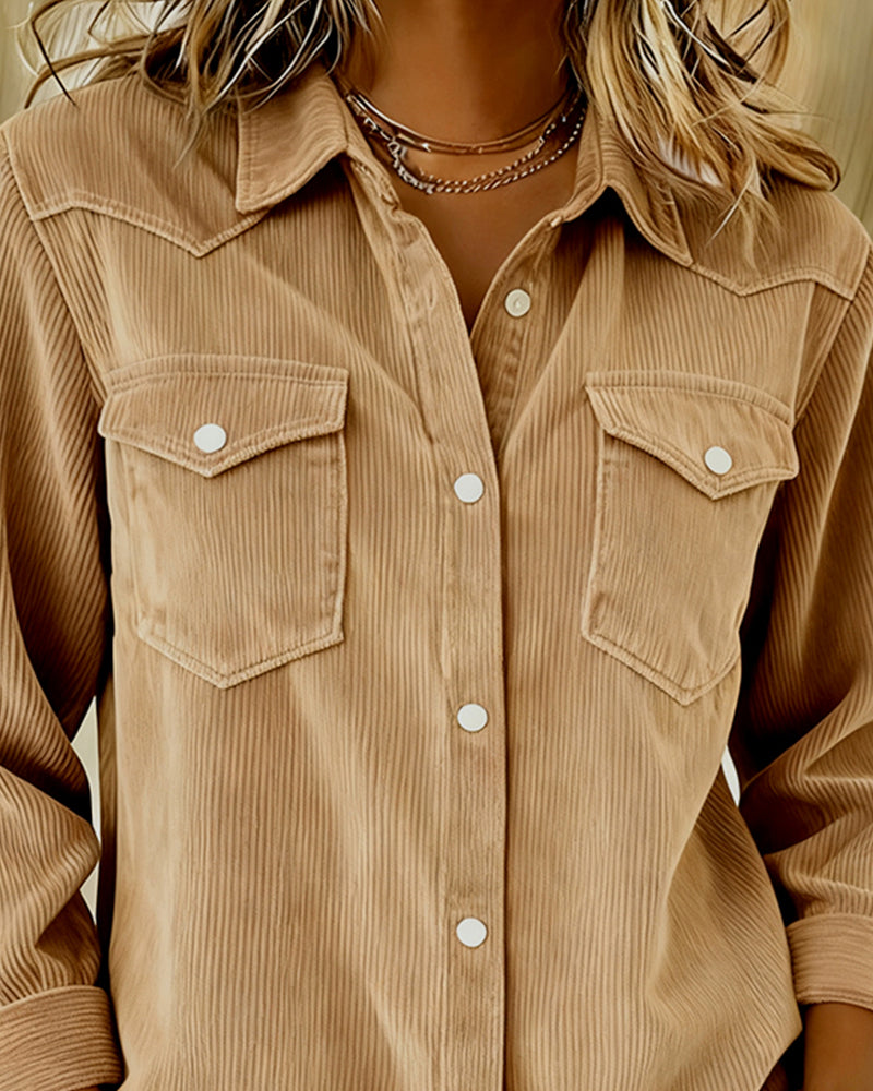 Laluna® | Long-Sleeve Shirt with Lapel and Button Placket