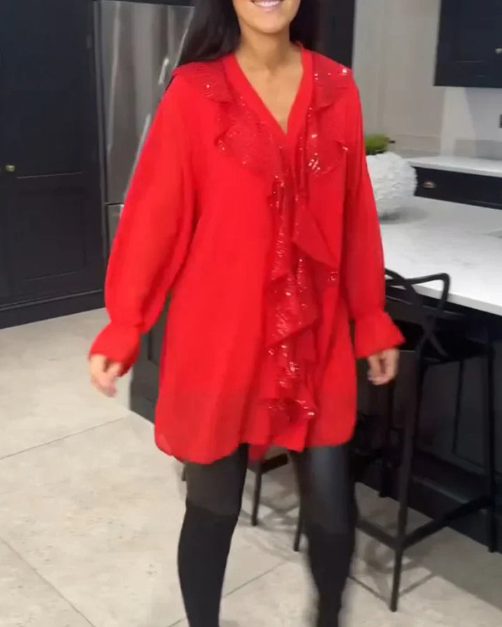 Tharalyn - Elegant Blouse with Flowing Ruffles