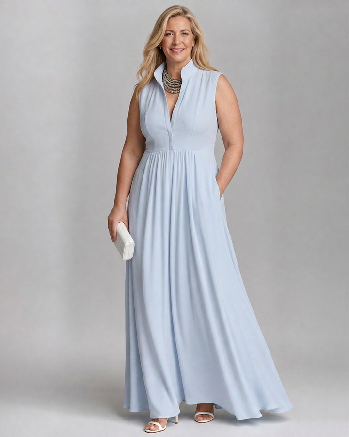 Virelia | Sleeveless Collared Flowing Wide Leg Jumpsuit