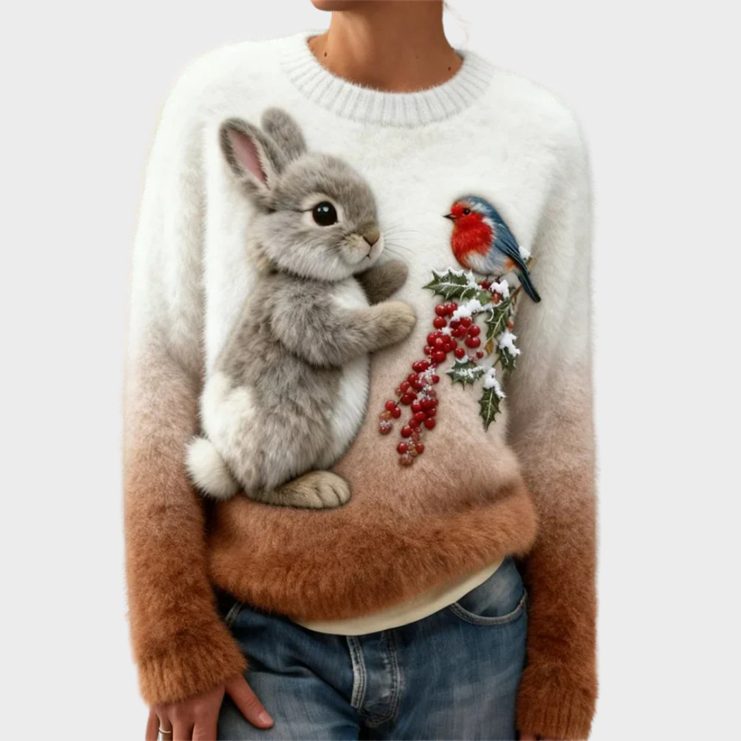 Lucy | Plush sweater with Christmas rabbit