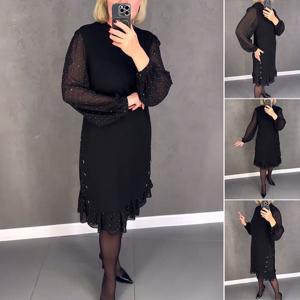 Gianna - Elegant Black Dress with Embroidered Sleeves