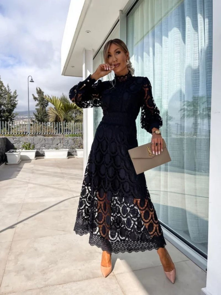 Georgia™ - Elegant French Lace Wedding Guest Maxi Dress