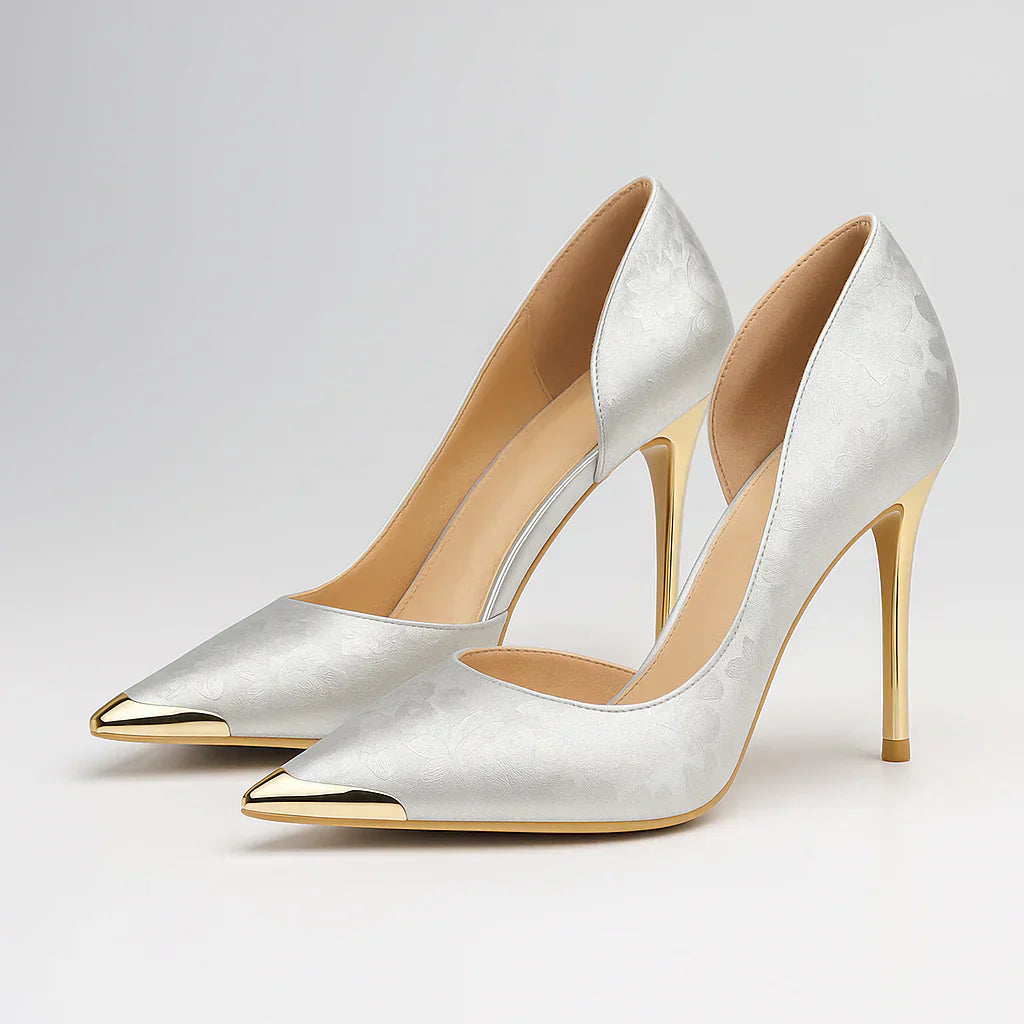 Green Éclat™ – Satin Heels with Gold Tip