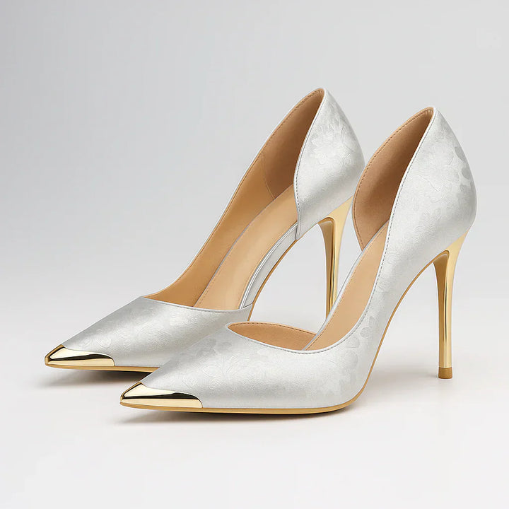 Green Éclat™ – Satin Heels with Gold Tip