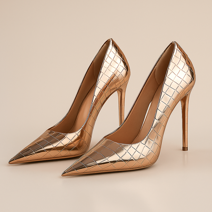 Noir Éclat™ – Stiletto Heels with Crocodile Step