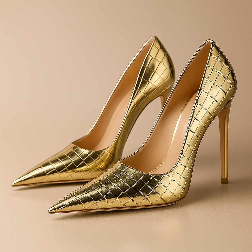 Noir Éclat™ – Stiletto Heels with Crocodile Step