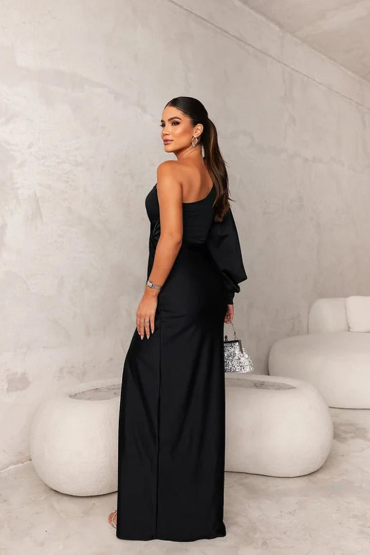 Estella - One-Sleeve Elegant Wedding Guest Maxi Dress
