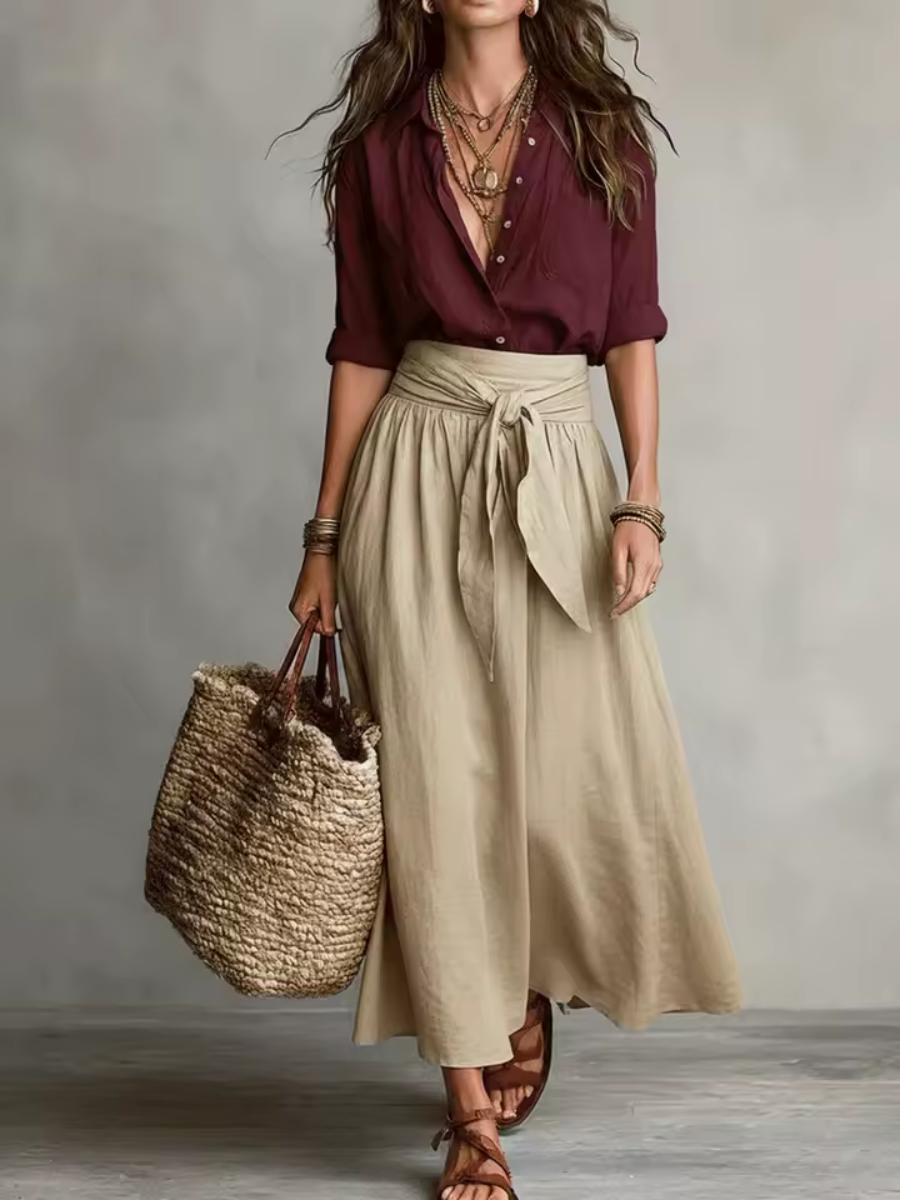 Elara™ | Elegant Two-Piece Set With Midi Skirt