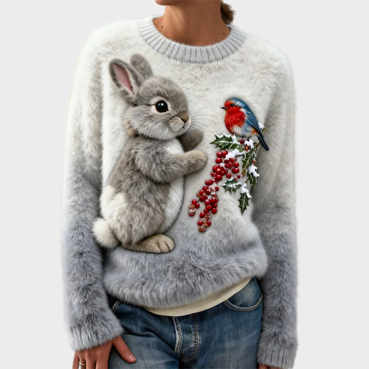 Lucy | Plush sweater with Christmas rabbit