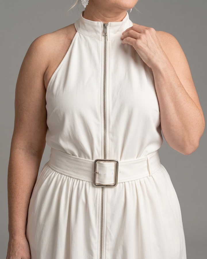 Astrielle | Belted High Neck Wide Leg Sleeveless Jumpsuit