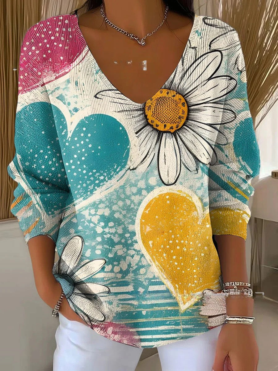 Grace – Colorful Sweater with V-Neck