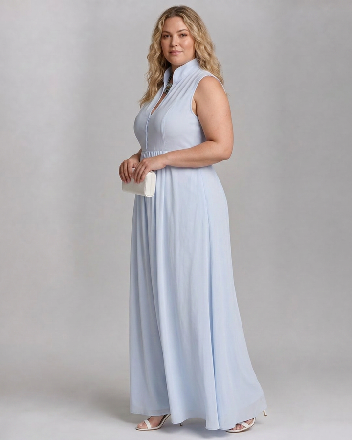 Virelia | Sleeveless Collared Flowing Wide Leg Jumpsuit