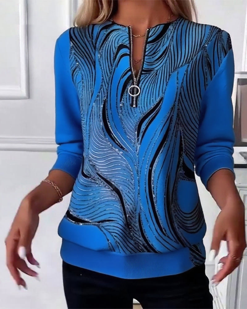 Laluna® | Casual Printed Zip Sweatshirt