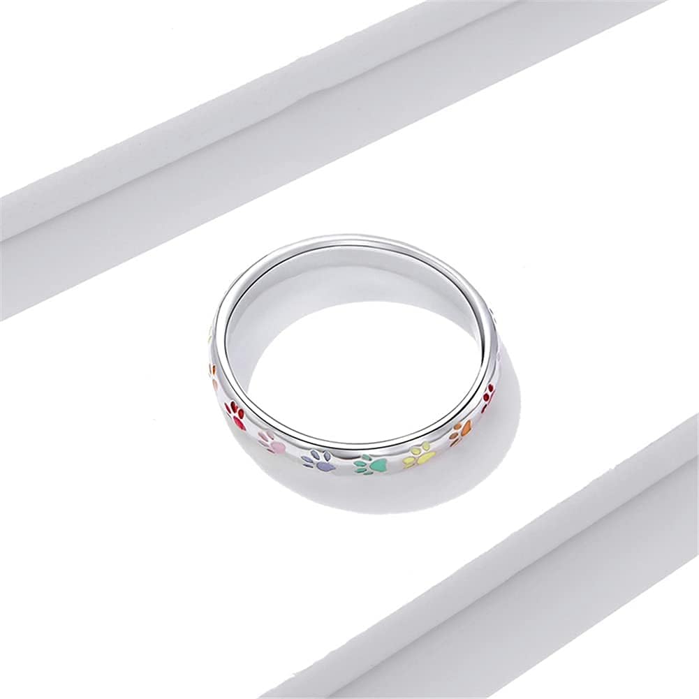 Sterling silver ring with paw print design