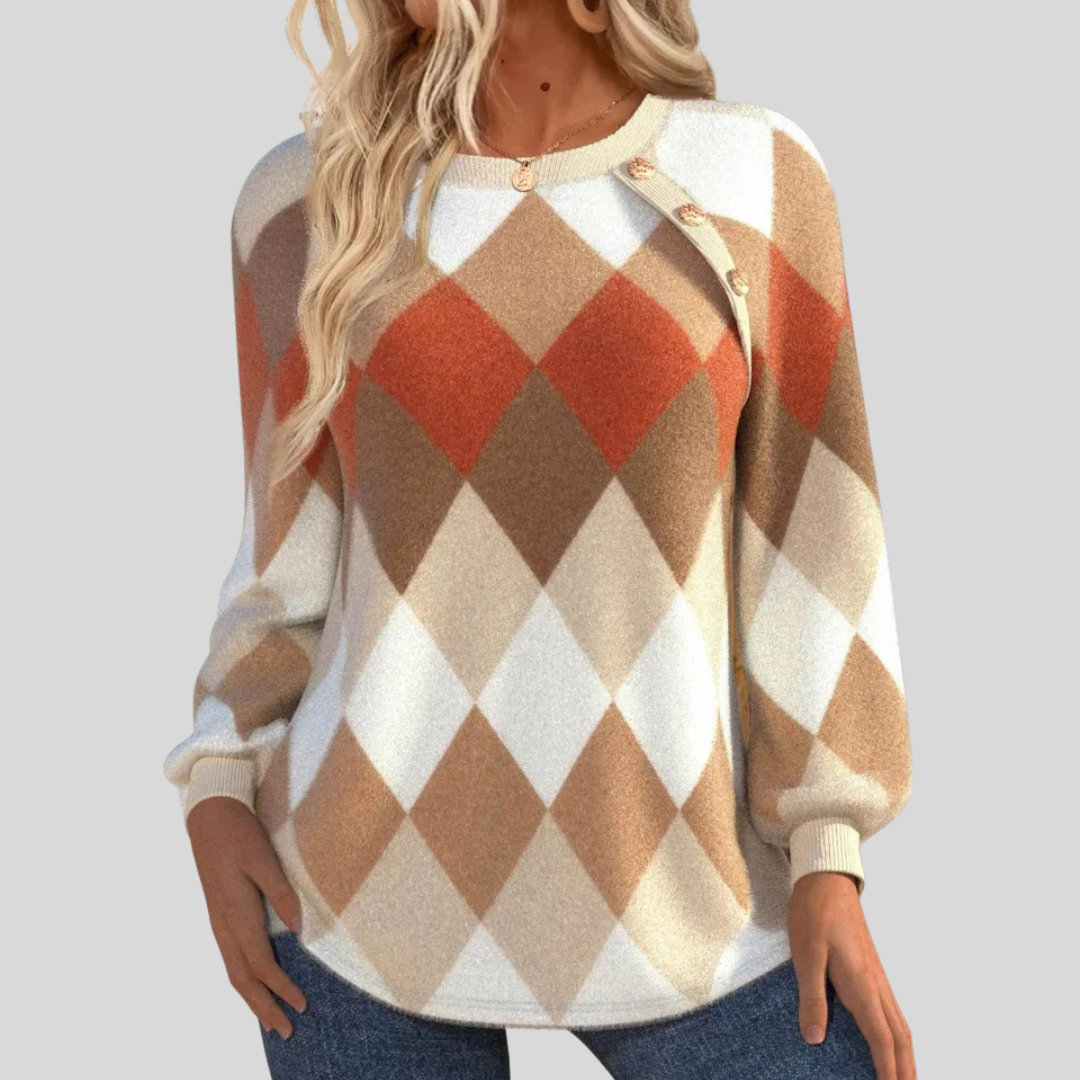 Sign | Checkered Knit with Button Detail