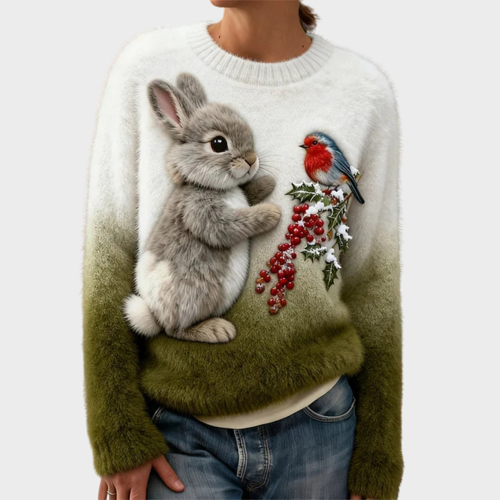 Lucy | Plush sweater with Christmas rabbit
