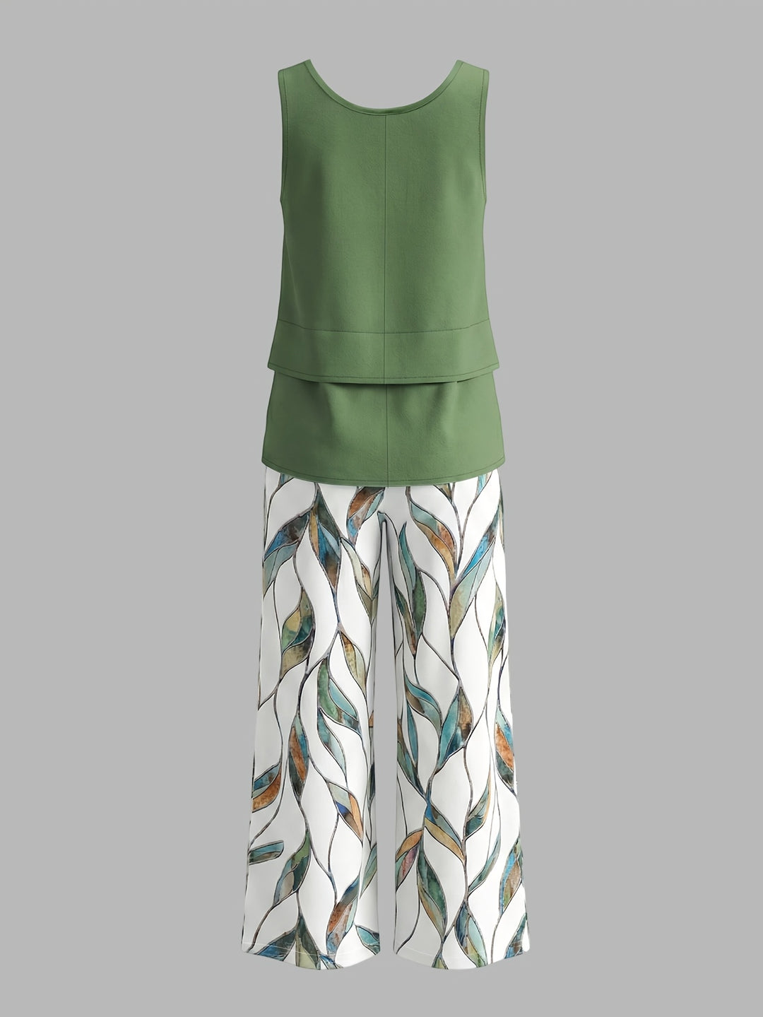 Women'S Casual Solid Short Sleeve Top And Floral Print Wide Leg Pants