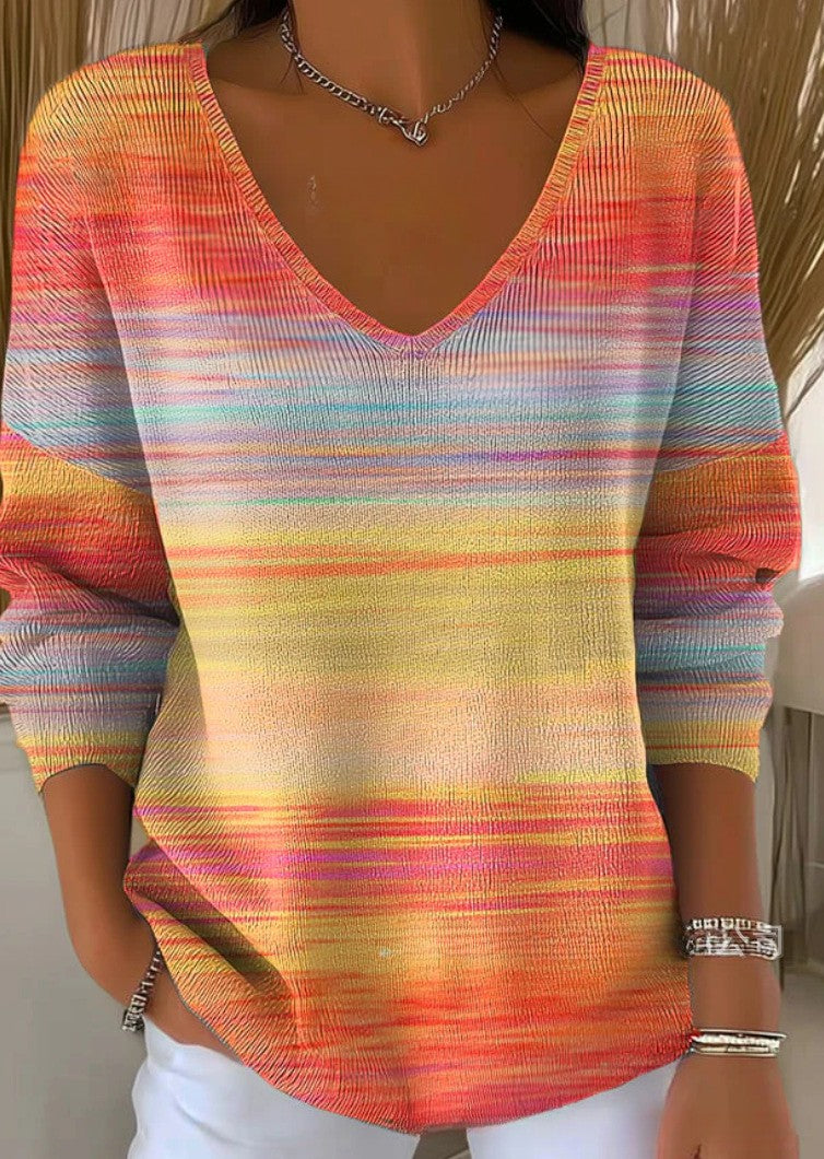 Olivia – Colorful Sweater with V-Neck