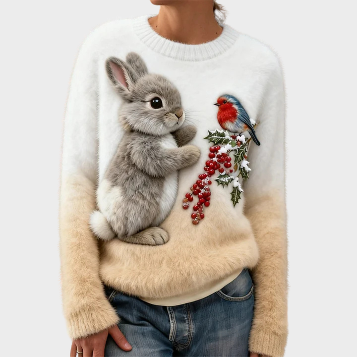 Lucy | Plush sweater with Christmas rabbit