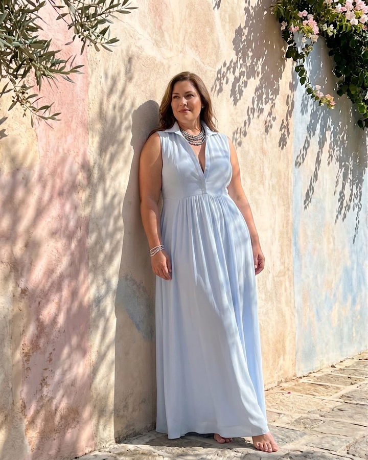 Virelia | Sleeveless Collared Flowing Wide Leg Jumpsuit