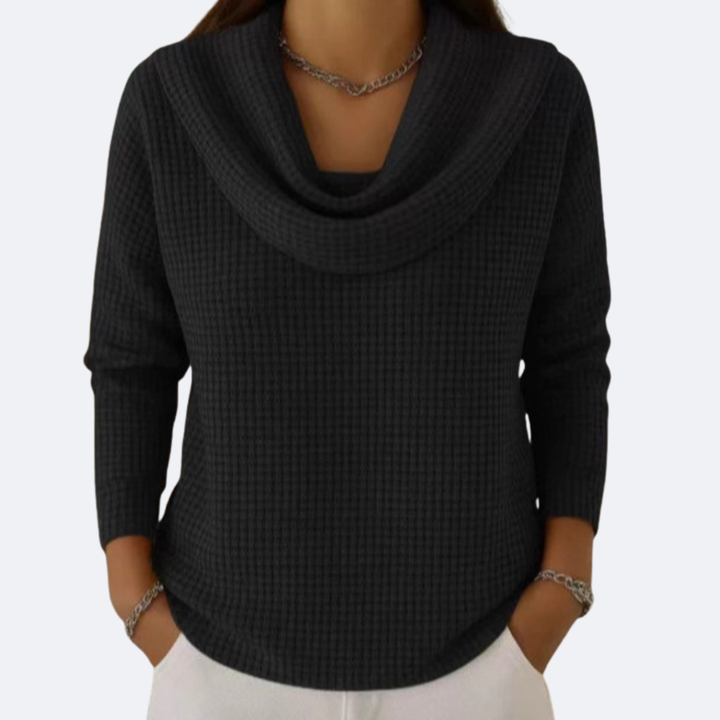LIVIA - Soft Neck Thermal Waffle Effect Sweater