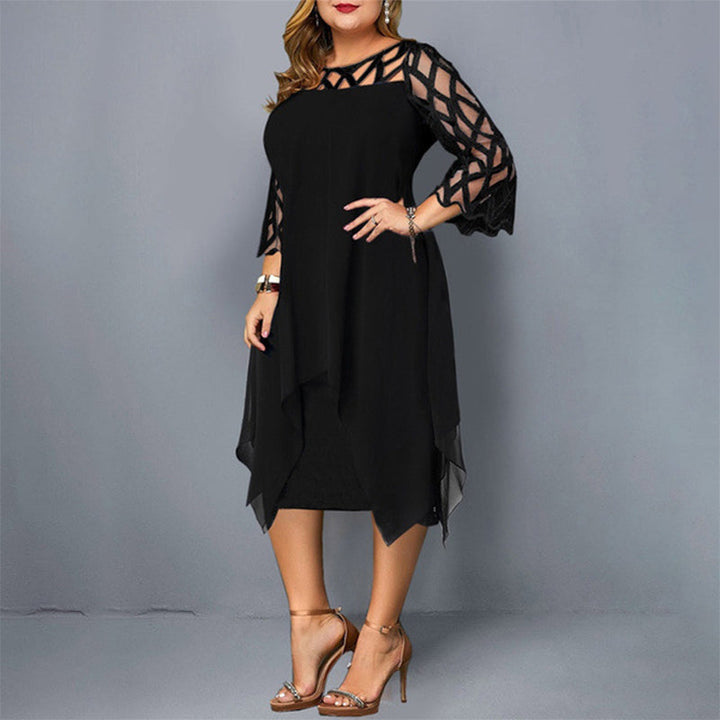 Camilla - Asymmetric Black Dress with Transparent Sleeves
