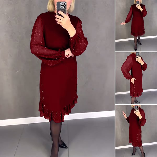 Gianna - Elegant Black Dress with Embroidered Sleeves