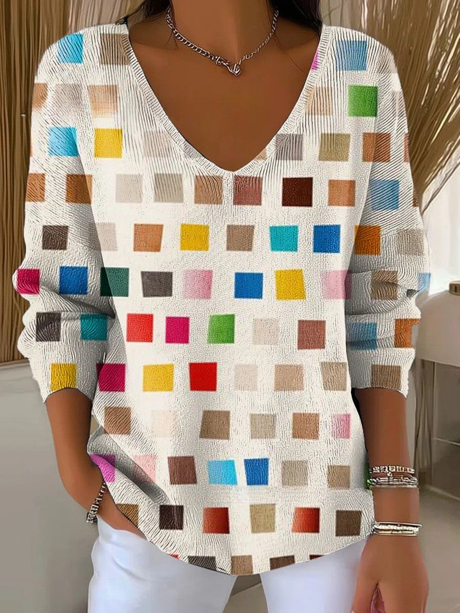 Sophia – Colorful Sweater with V-Neck