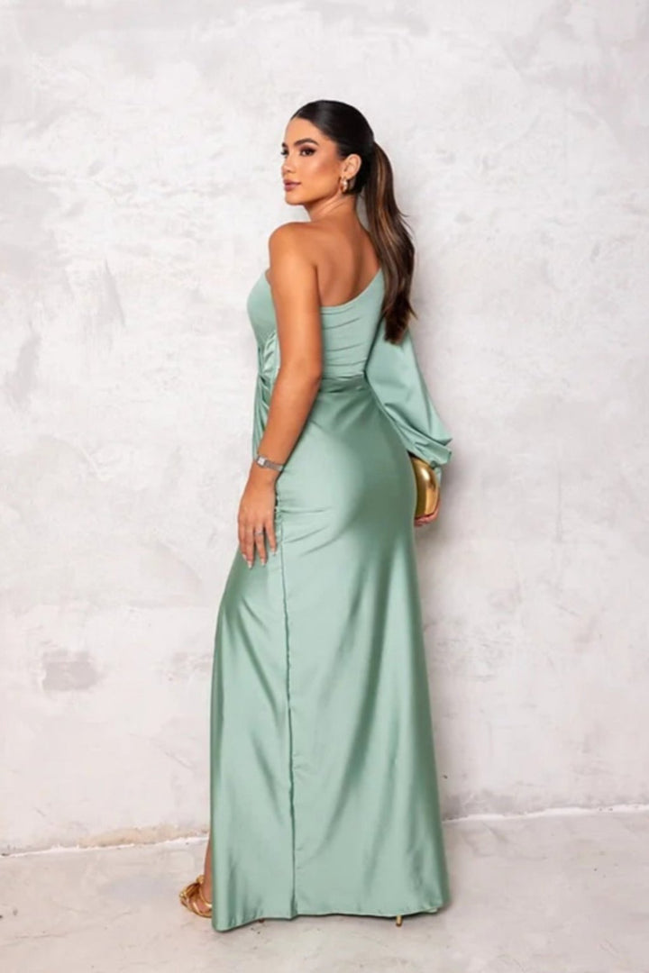 Estella - One-Sleeve Elegant Wedding Guest Maxi Dress