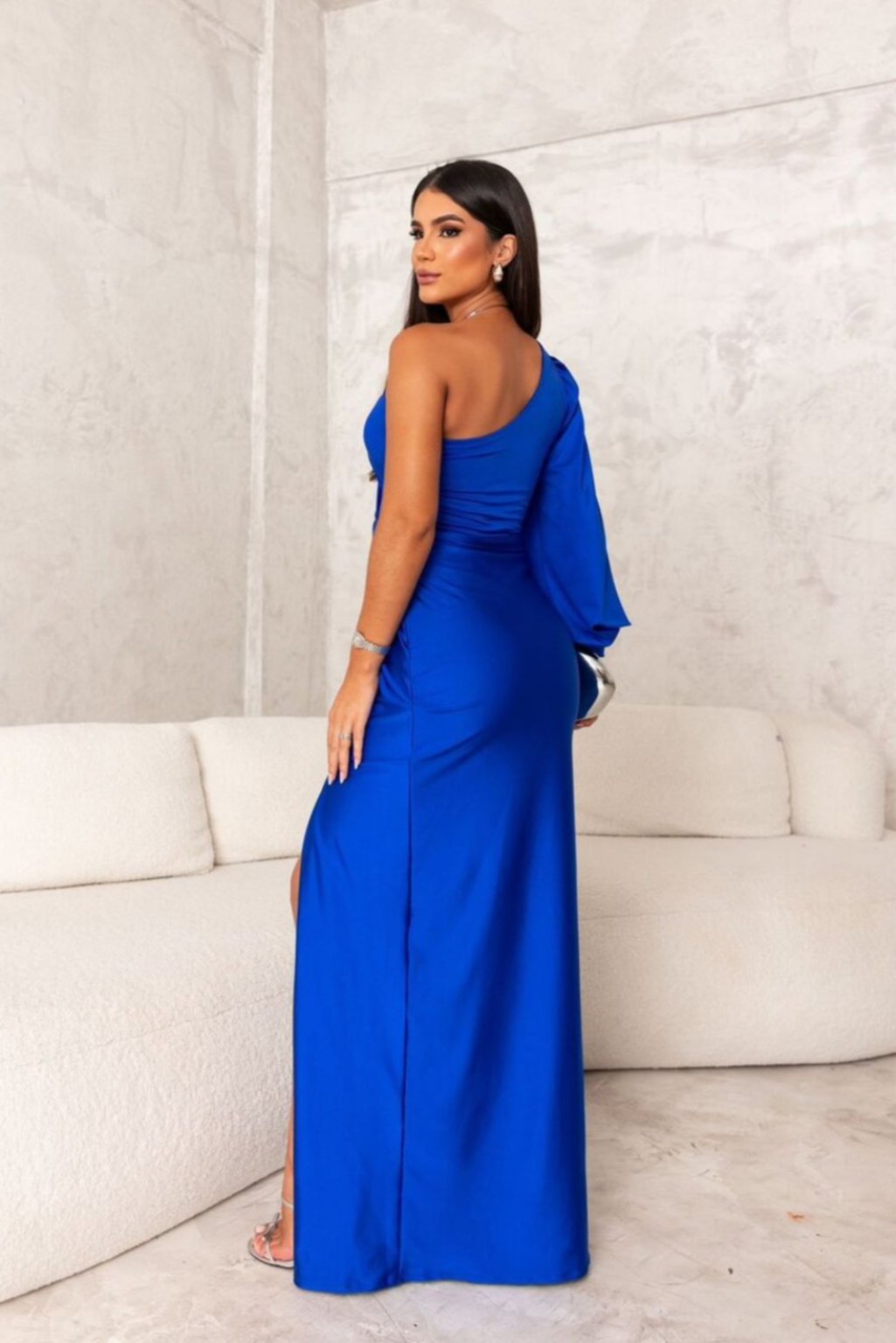 Estella - One-Sleeve Elegant Wedding Guest Maxi Dress