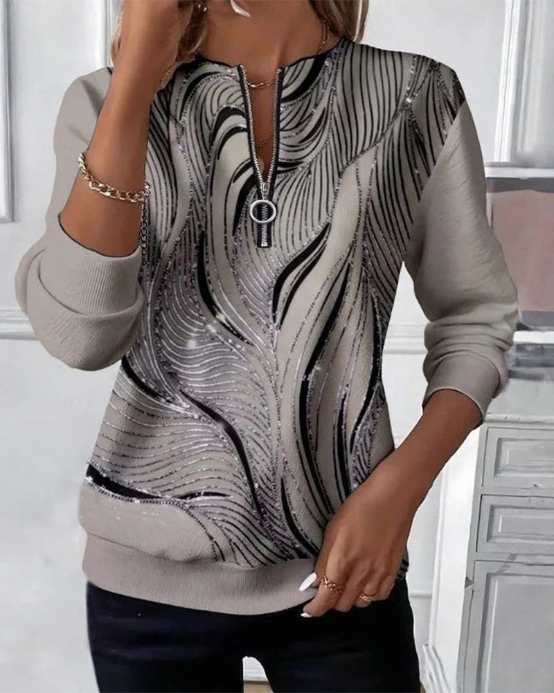 Laluna® | Casual Printed Zip Sweatshirt