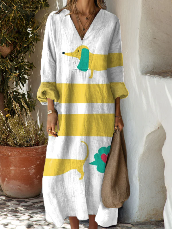 Women's Dachshund Vintage Art Print Dress