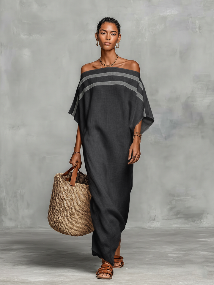 Thérèse | Robe Maxi en Lin Épaules Dénudées