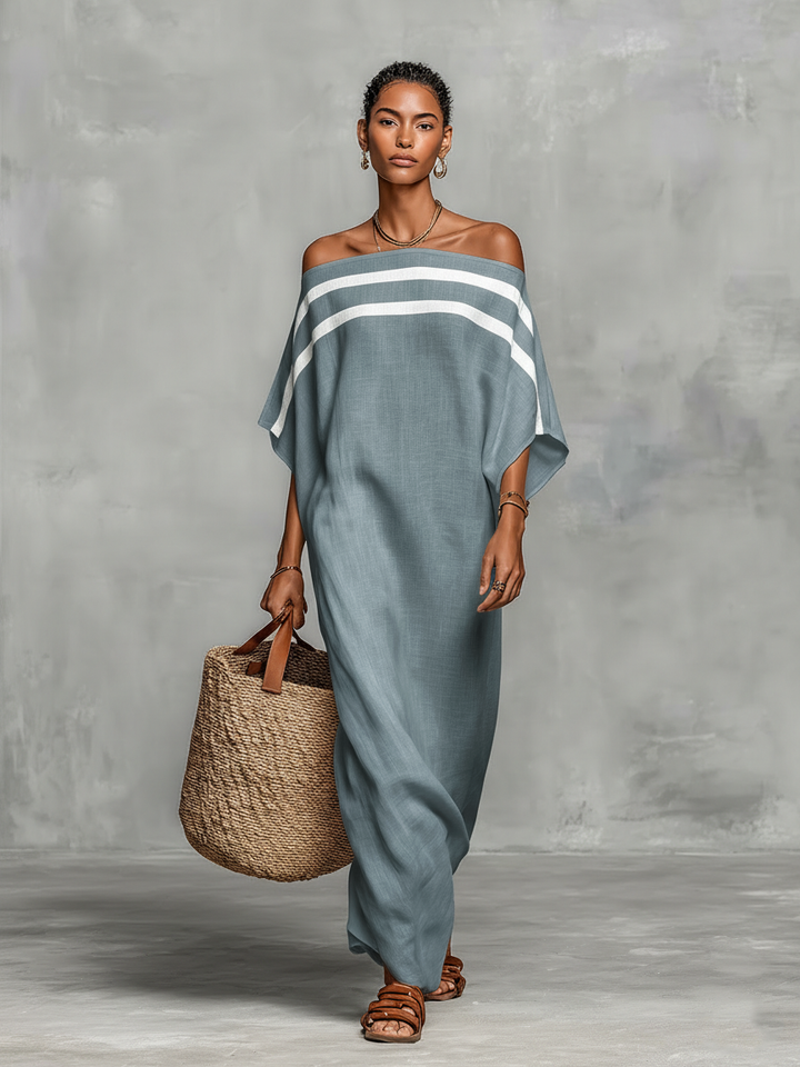 Thérèse | Robe Maxi en Lin Épaules Dénudées