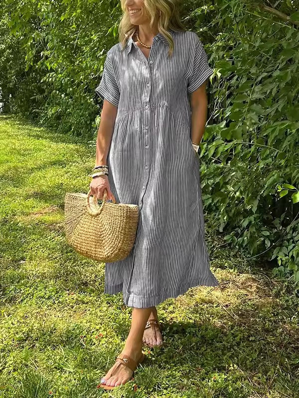 Bríghdín | Striped Shirt Maxi Dress