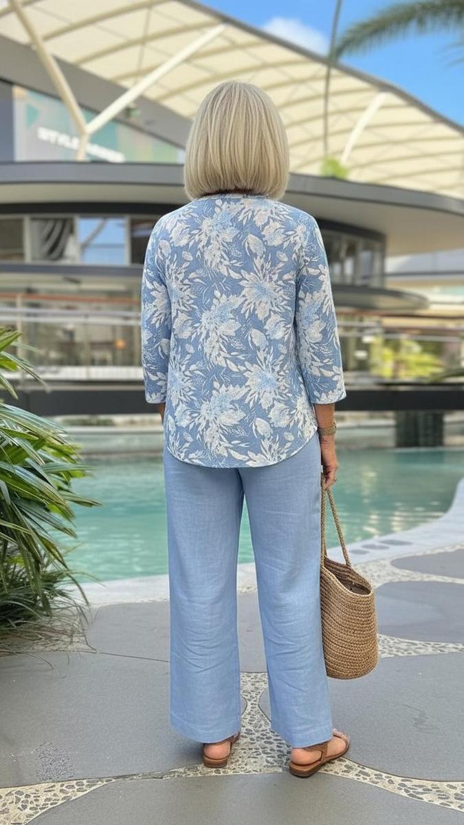 Blue Floral Two Piece Set