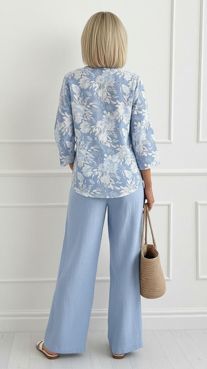 Blue Floral Two Piece Set