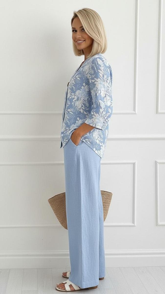 Blue Floral Two Piece Set