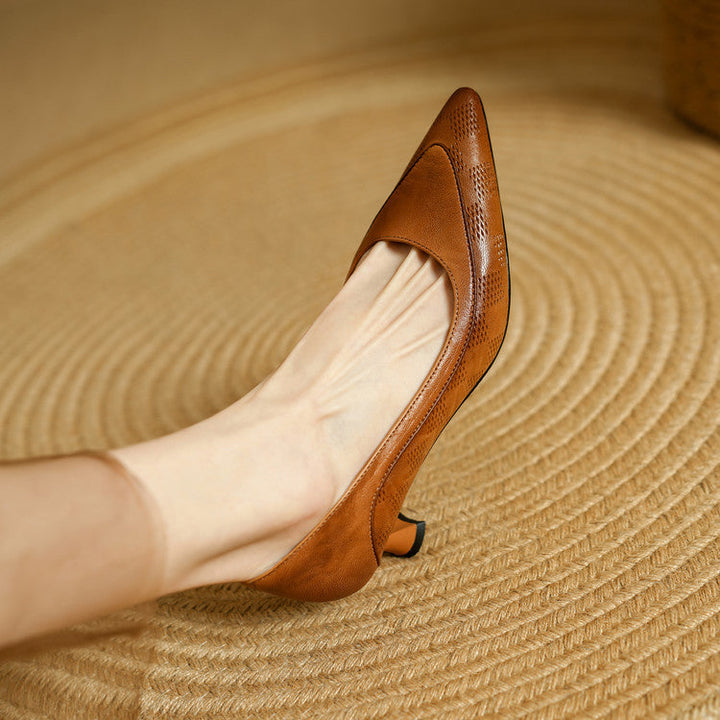 Elegant Natural Leather Heels Belle