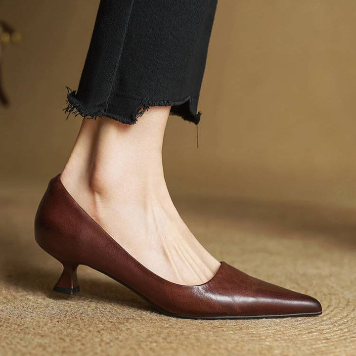 High Heeled Shoes Made of Genuine Leather
