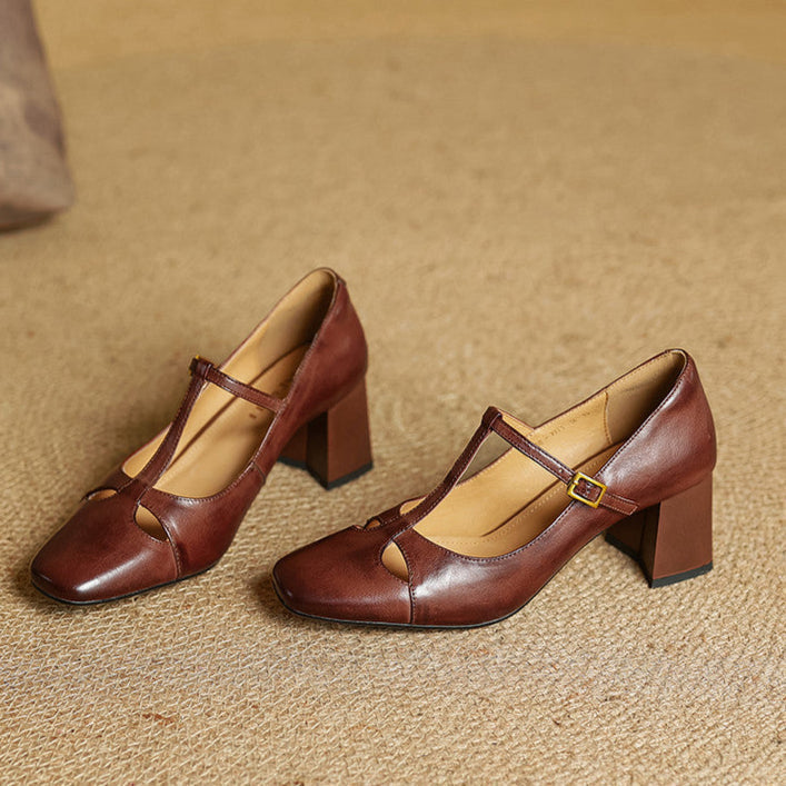 Elora Natural Leather Heels