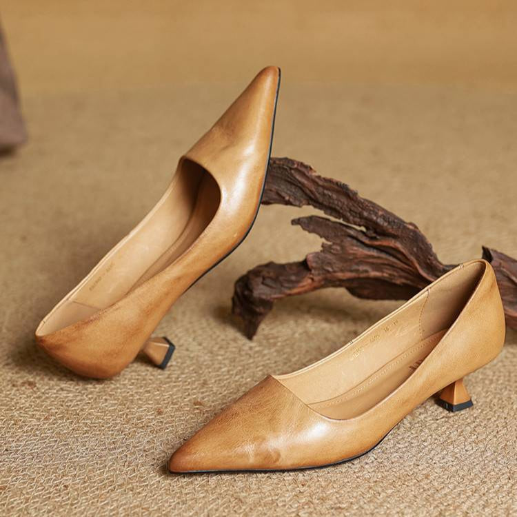 High Heeled Shoes Made of Genuine Leather