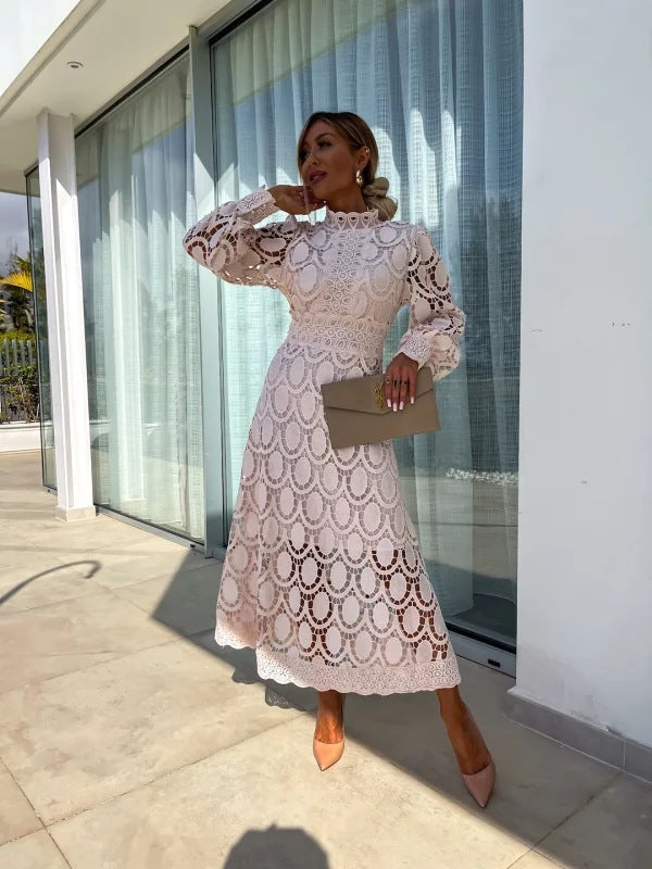 Georgia™ - Elegant French Lace Wedding Guest Maxi Dress