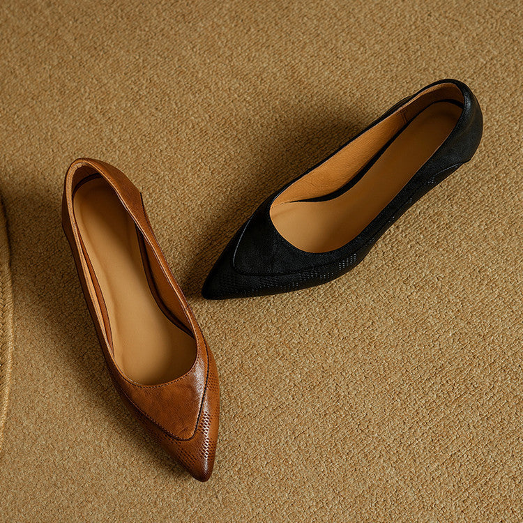 Elegant Natural Leather Heels Belle